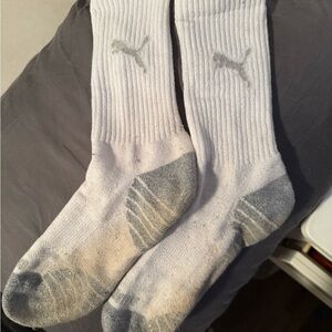 Puma White Crew Socks (Size 8–12) – Well-Worn Workout Pair